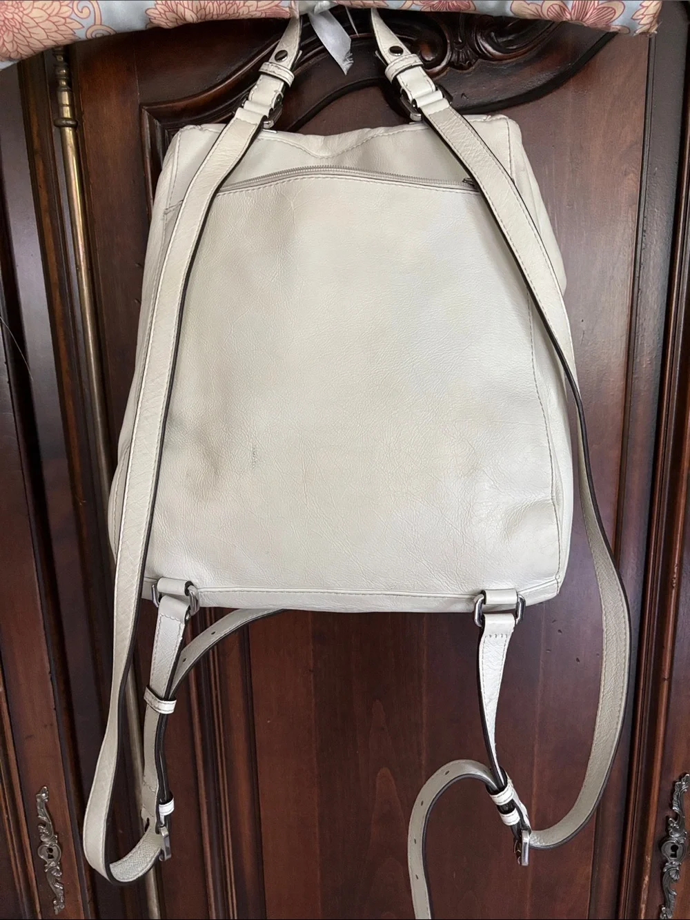 Michael Kors white Leather Zip-Front Backpack